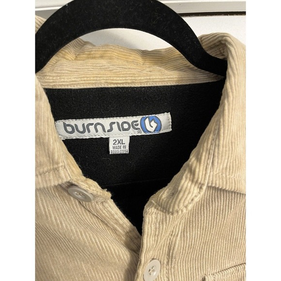 Mens Jacket Coat Tan Corduroy Fleece Lined 2XL Trucker Chore Button Up Pockets - Picture 2 of 13